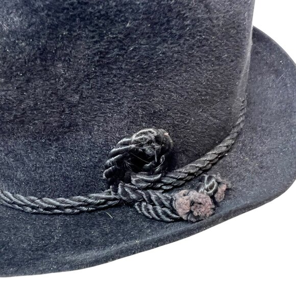 Dobbs Men's 6 7/8 Black Velvet Fedora Bowler Hat Cap 1950's Rope Retro Vintage - Picture 11 of 12